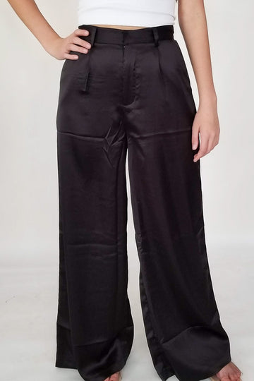 Half A Heart Wide Leg Pants- Black
