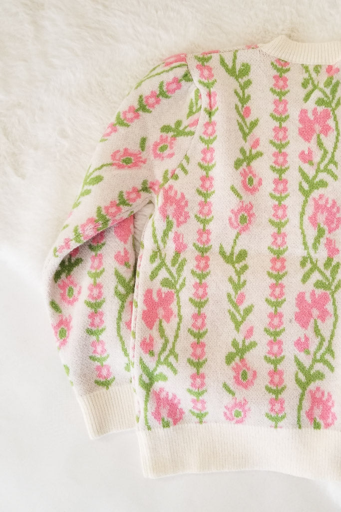 Magnolia Floral Sweater- Ivory