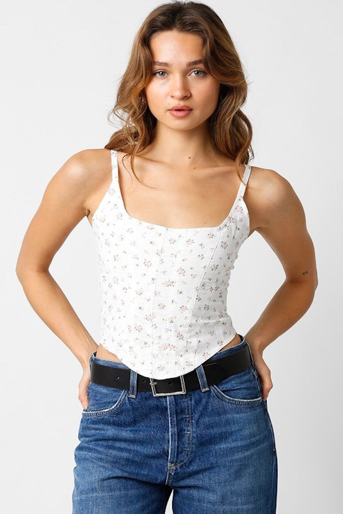 Annabelle Corset Top - White/Pink