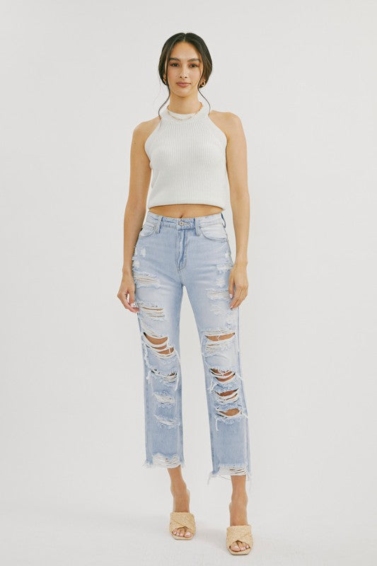 Feels Like Friday Mom Jeans- Light Wash