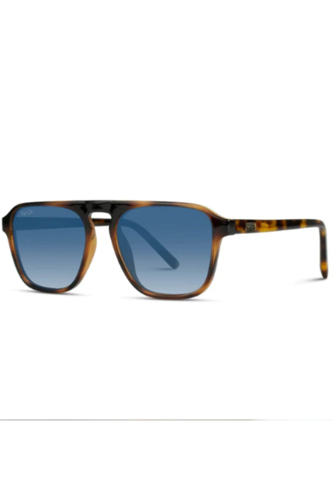 WMP Eyewear Emerson Sunglasses- Whiskey Brown Tortoise / Blue Gradient Lens