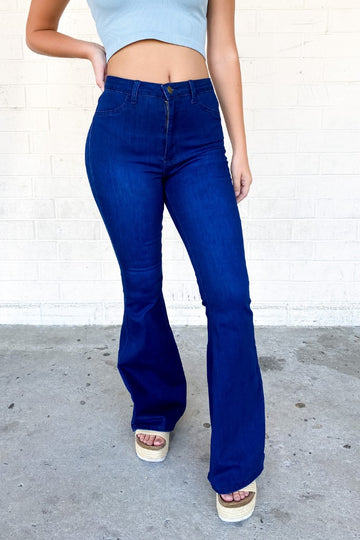 All The Views Flare Jeans - Dark Denim