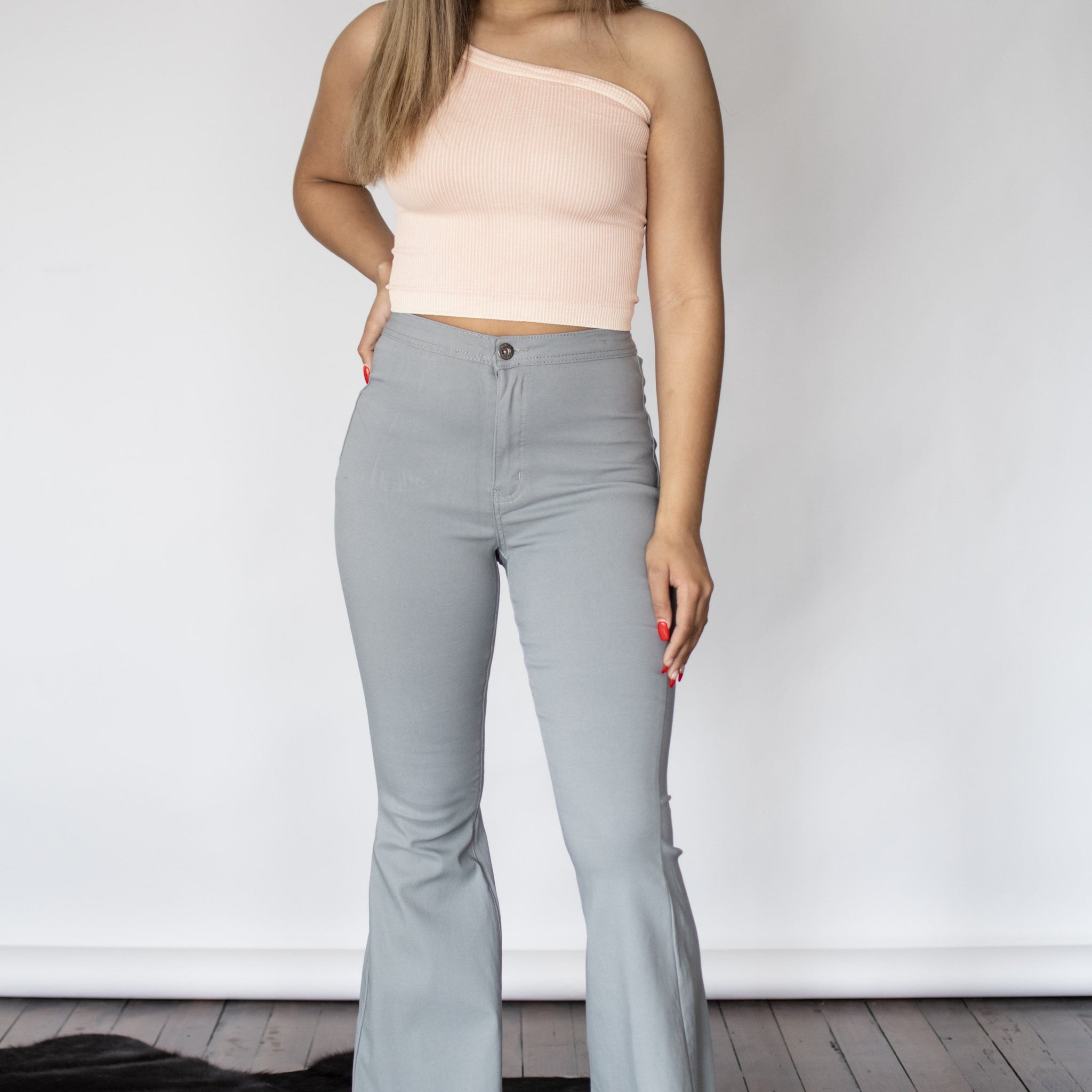 All The Views Flare Pants - Light Grey