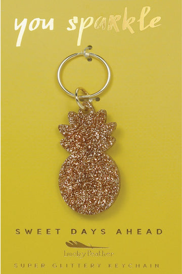 Gold Glitter Keychain - Pineapple