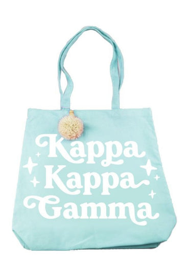 Retro Sorority Pom Pom Tote Bag - Kappa Kappa Gamma