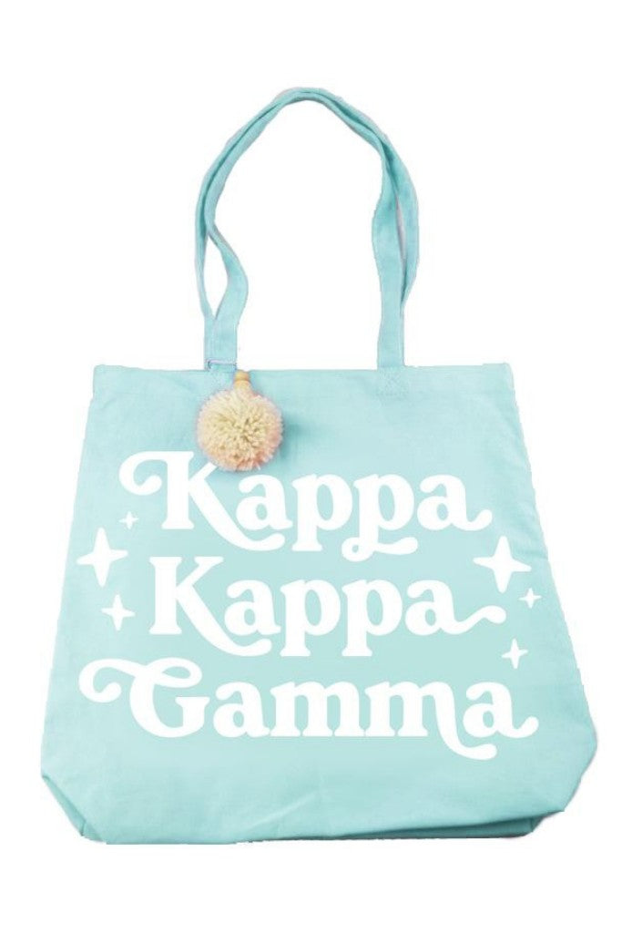 Retro Sorority Pom Pom Tote Bag - Kappa Kappa Gamma