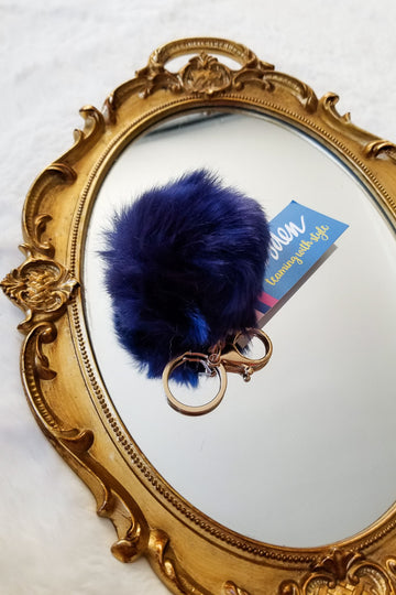 Pom Pom Keychain- Navy