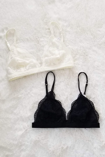 Daisy Triangle Lace Bralette - Black