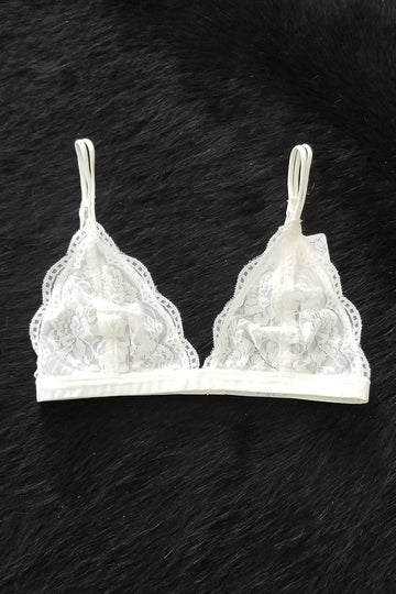 Daisy Triangle Lace Bralette - Cloud