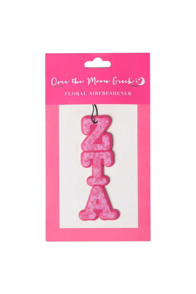 Pink 'ZETA' air freshener in packaging on a white background