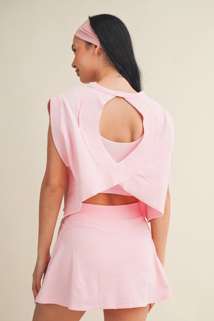 Loose Ends Open Back Top - Light Pink