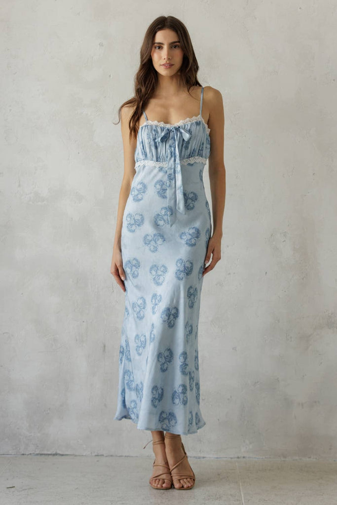 Lizanne Floral Midi Dress- Blue