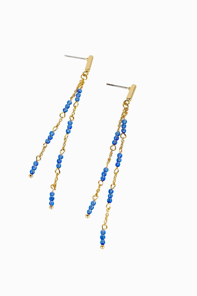 Noir Muse Drop Earrings - Blue/Gold