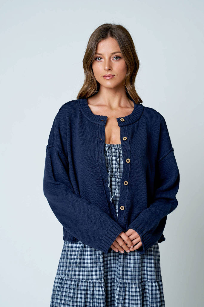 Bare Muse Button Cardigan - Navy