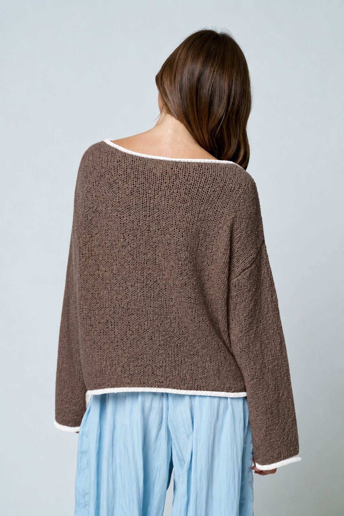 Soft Soul Boat Neck Knit Sweater - Mocha