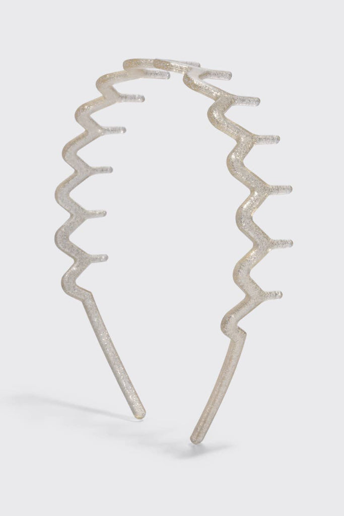 KITSCH - Recycled Plastic Zigzag Headbands 2pc Set - Gold & Silver