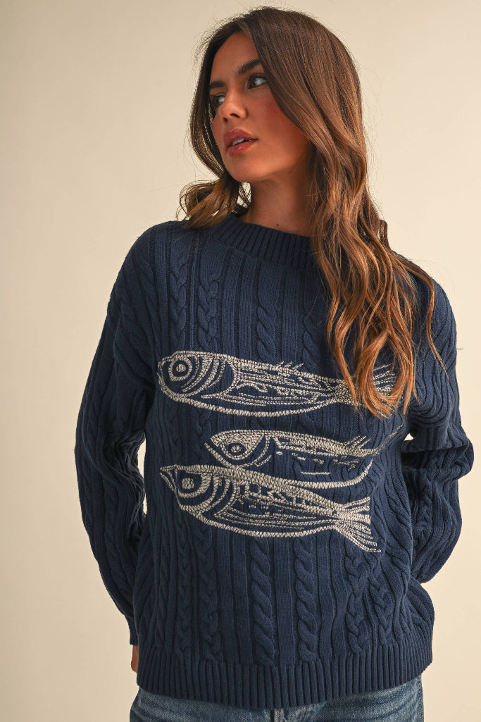 Nice Try Herring Sweater - Navy