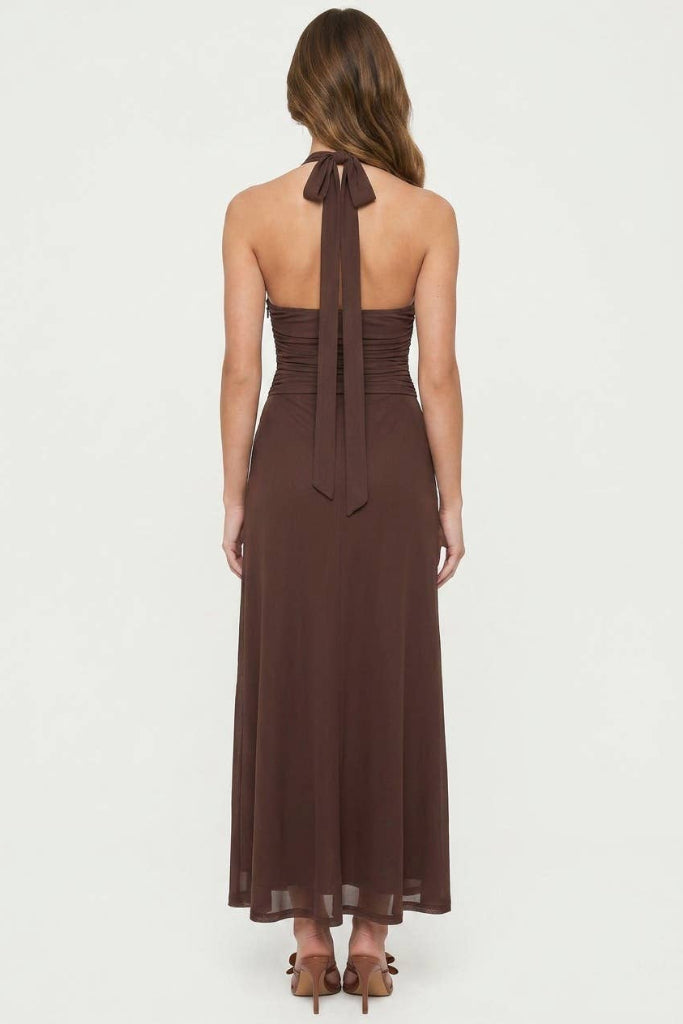Classic Moment Halter Maxi Dress - Brown