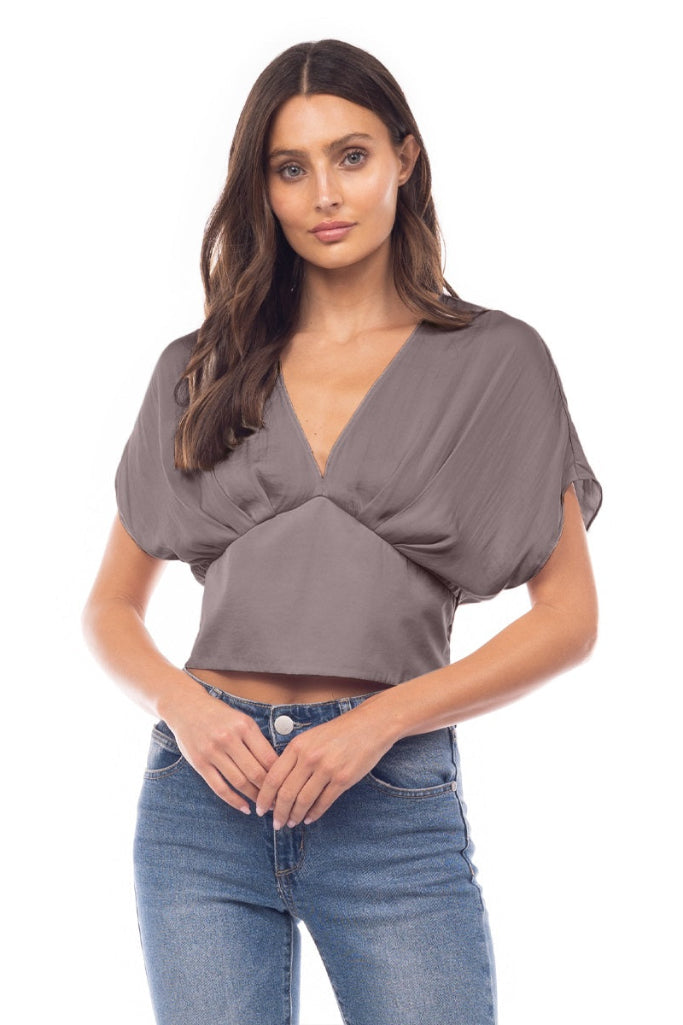 Free Spirit Cropped Blouse - Taupe