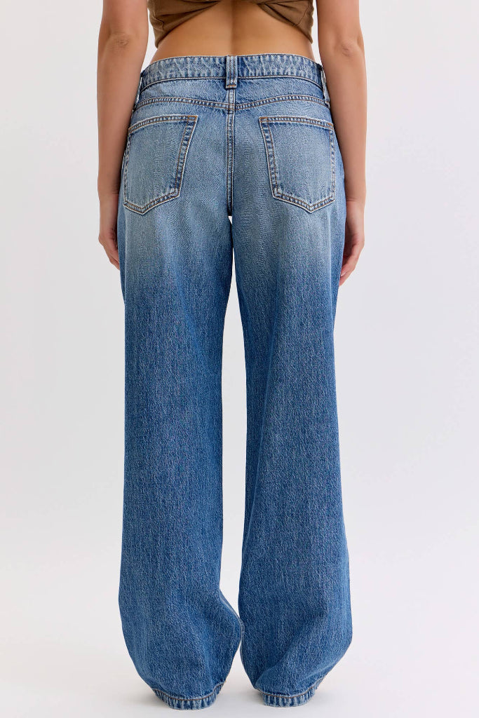 Stop Caring Wide Leg Baggy Jeans - Medium Wash