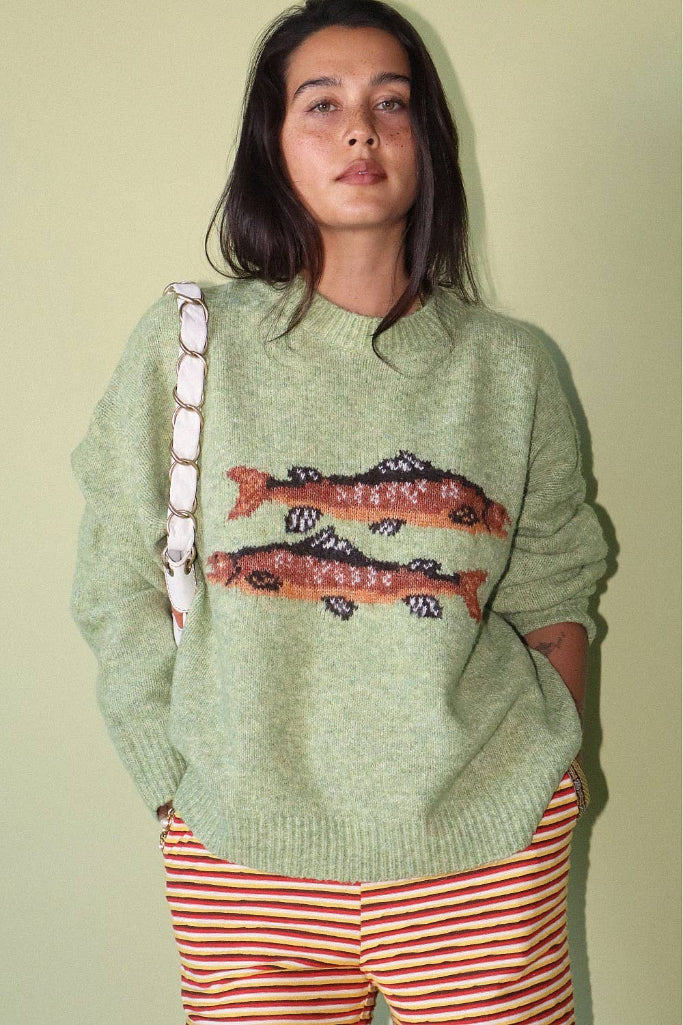 Fresh Catch Trout Sweater - Green