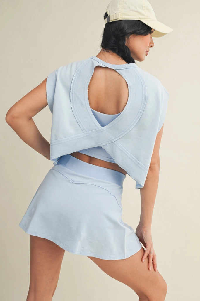 Loose Ends Open Back Top - Blue