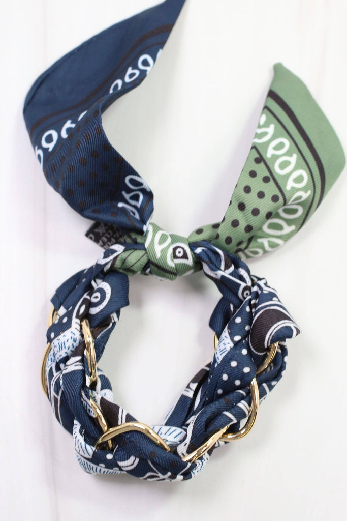Caroline Hill - Fontana Chain Scarf Bracelet Navy