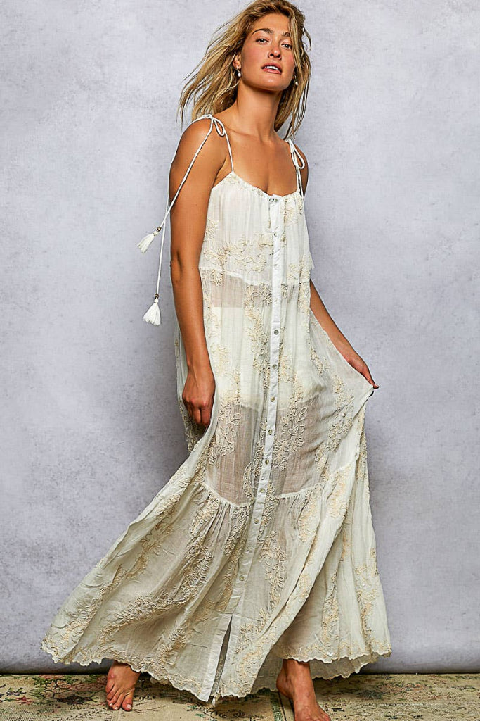 Free Flow Tiered Maxi Dress - Off White