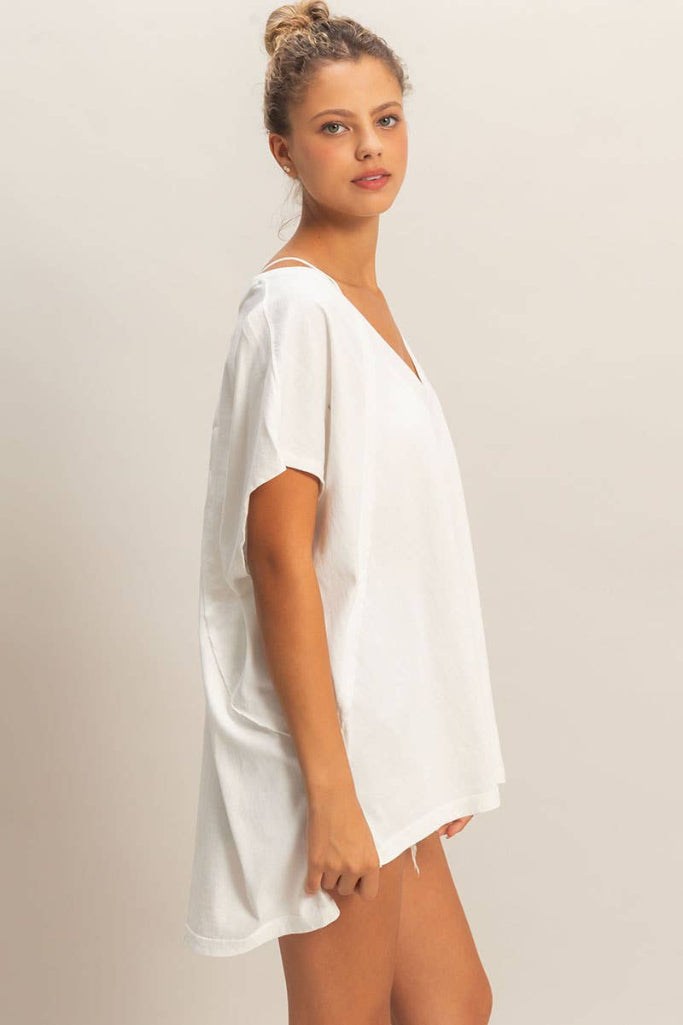Soft Touch Oversized Top- White