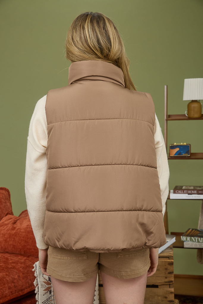 Sweet Side Puffer Vest - Cocoa