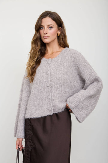 Cozy Girl Fuzzy Cardigan - Light Taupe
