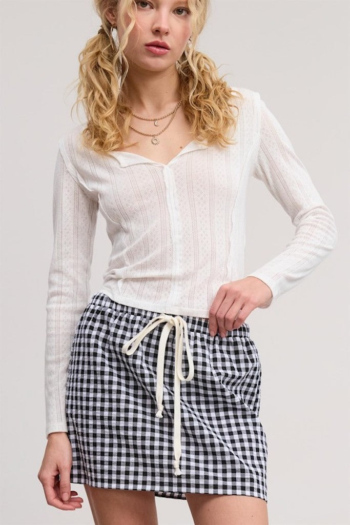 Zola Gingham Mini Skirt- Black/White