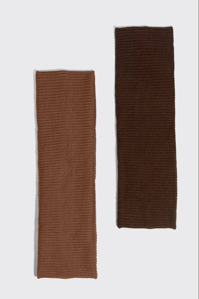 KITSCH - Recycled Fabric Ribbed Elastic Headbands 2pc Set - Mocha & Chocolate