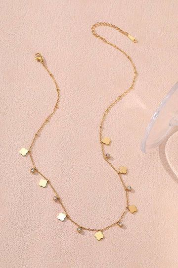 Lucky Charm Clover Necklace - Gold