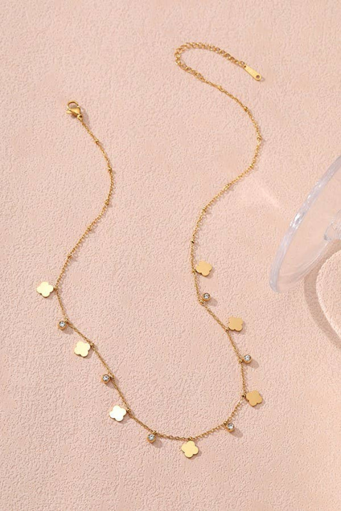 Lucky Charm Clover Necklace - Gold