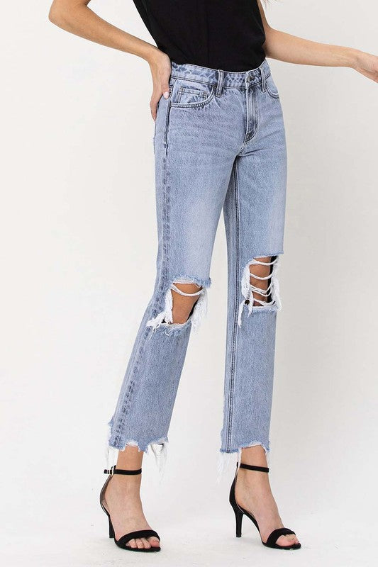 Amber 90&#039;s Straight Leg Jeans- Medium Wash