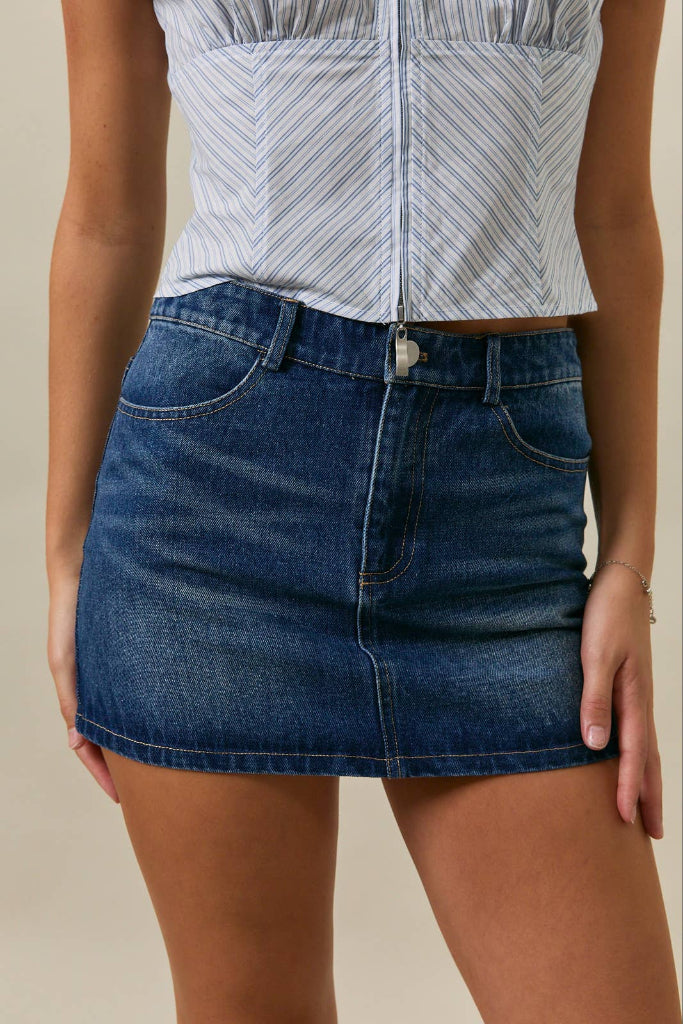 Sloane Denim Mini Skirt- Dark Wash