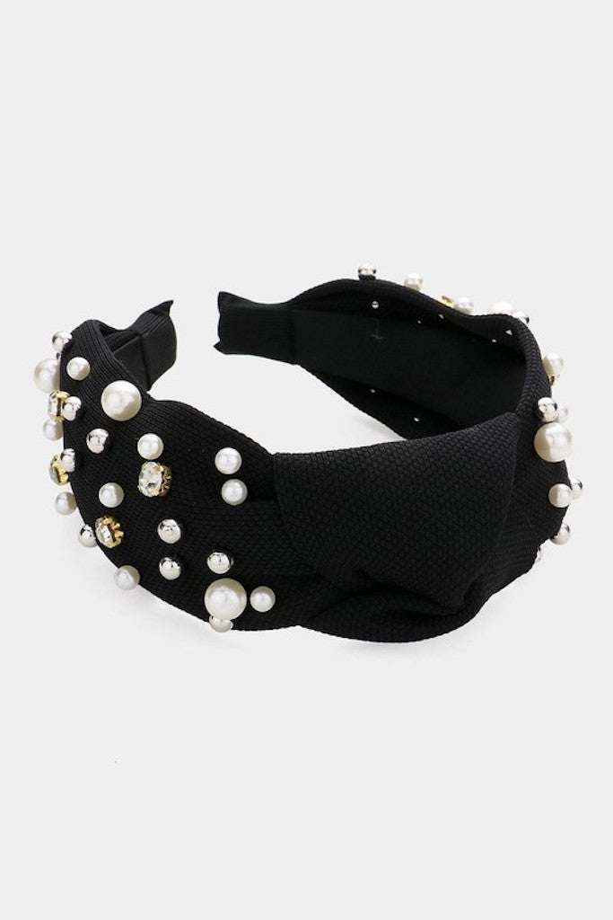 Midnight Pearl Headband- Black