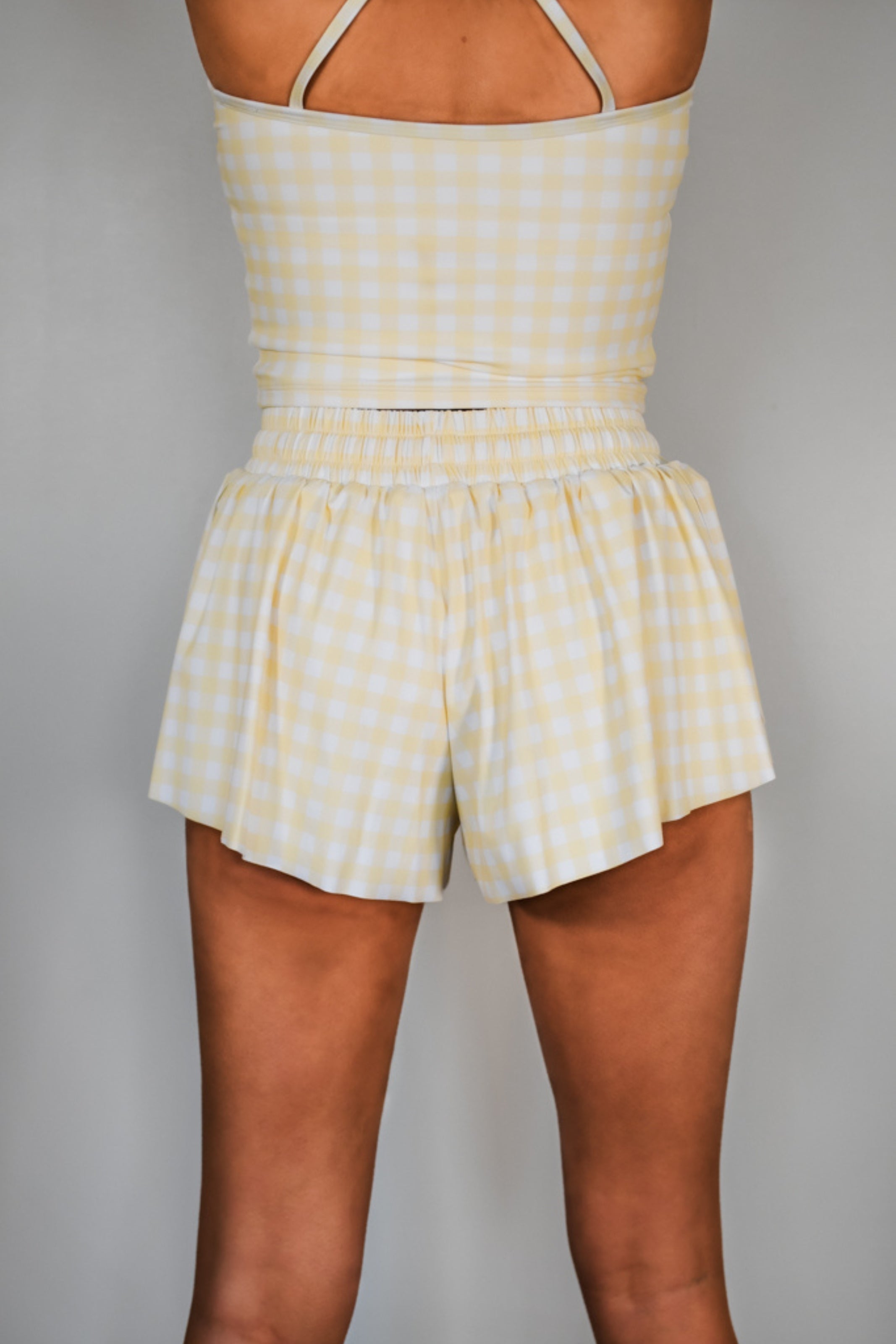 TooLooLah Flutter Away Gingham Shorts - Yellow