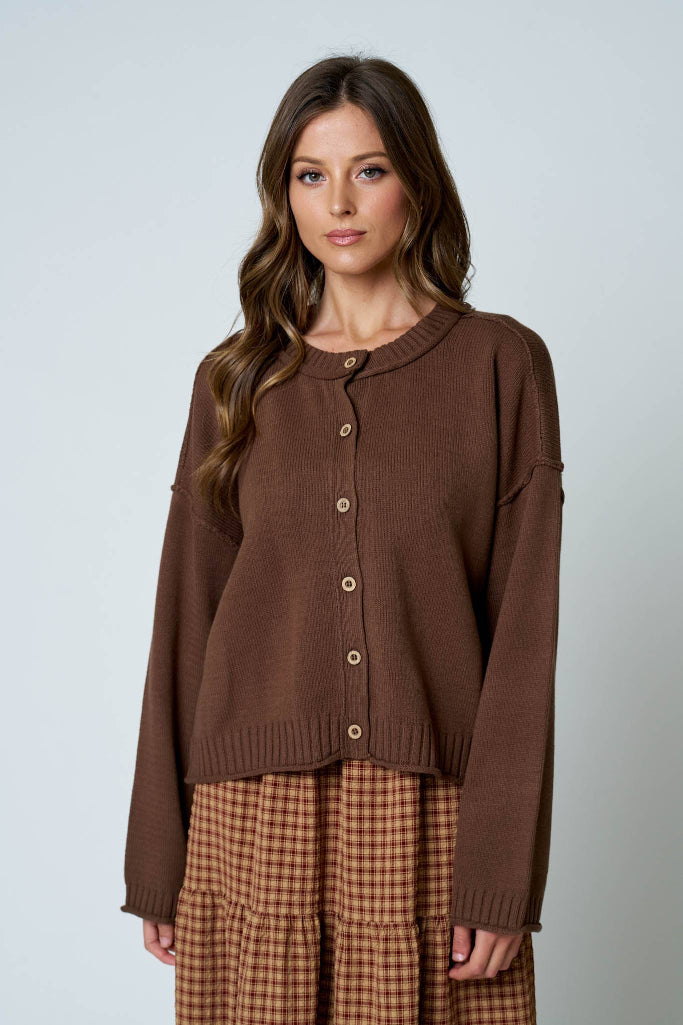 Bare Muse Button Cardigan - Brown