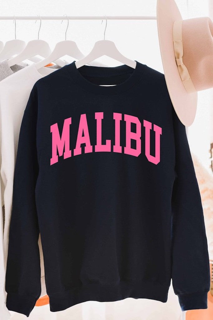 Malibu Graphic Sweatshirt- Black/Pink
