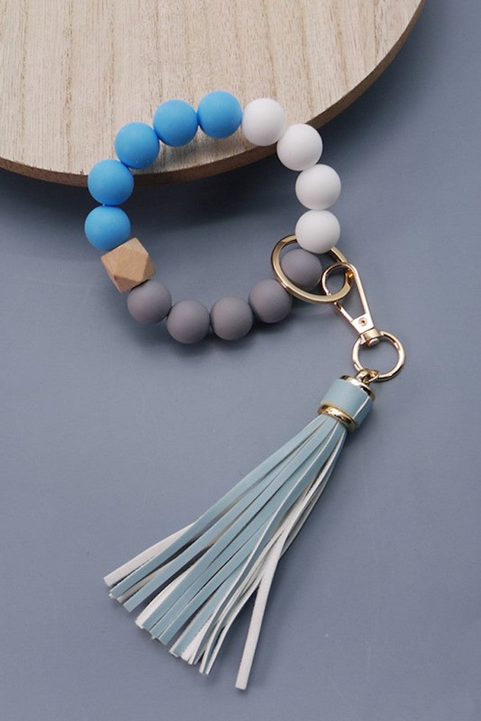 Rubber Beaded Tassel Key Holder