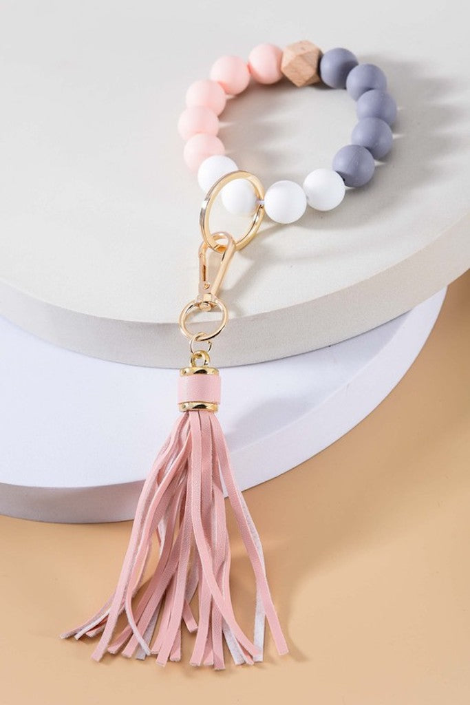 Rubber Beaded Tassel Key Holder