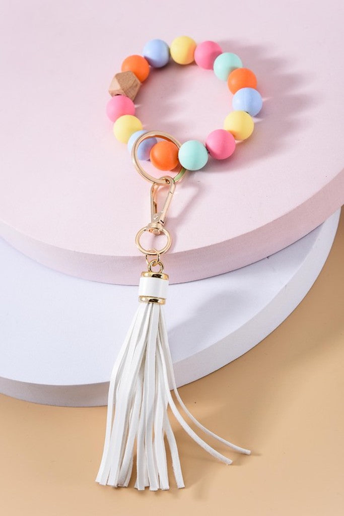 Rubber Beaded Tassel Key Holder