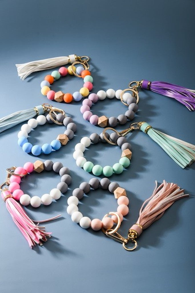 Rubber Beaded Tassel Key Holder