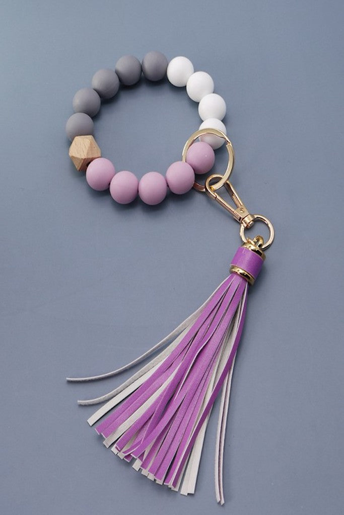 Rubber Beaded Tassel Key Holder
