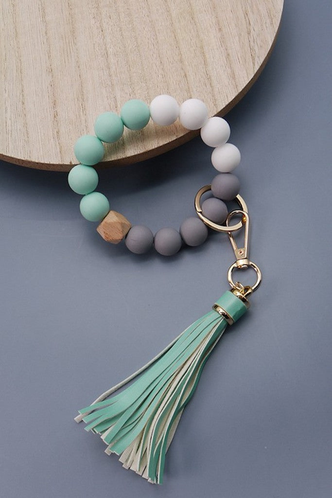Rubber Beaded Tassel Key Holder