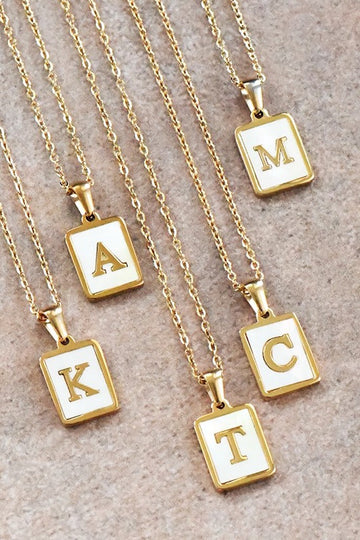 Initial Tag Necklace- White/Gold