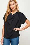 Into The Unknown Cowl Neck Top - Black