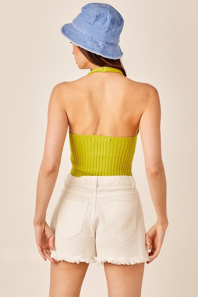 Glow Up Crop Tank Top- Lime